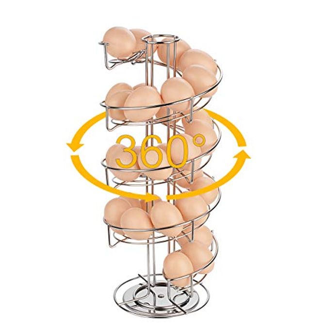 TopLife Spiral Design Stainless Steel Egg Skelter Dispenser Rack,Storage Display Rack,Silver - Image 3