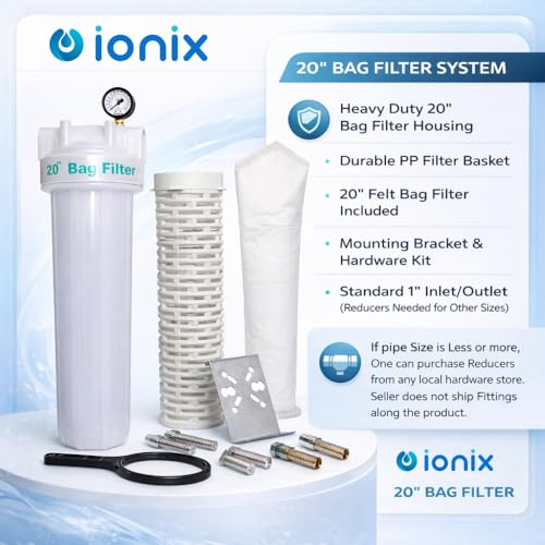 IONIX Water Purifier Service Kit, Water Softener, Semi-Transparent Bag Filter Assembly, 20 Inch 5 Micron, Tank Filter for Whole House Filtration (Pack of 1) - Image 3