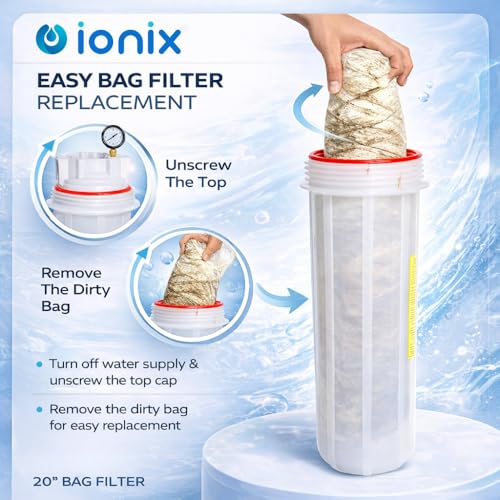 IONIX Water Purifier Service Kit, Water Softener, Semi-Transparent Bag Filter Assembly, 20 Inch 5 Micron, Tank Filter for Whole House Filtration (Pack of 1) - Image 5