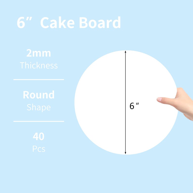 JCD 40 Pcs Cake Trays, White Cake Boards 6 inch Round for Cake DIY, Food-Graded Cardboard Cake Rounds Cake Base, Waxed Greaseproof Finish Cake Boards, Dessert and Crafts Display(White, 6inch/40Pcs) - Image 4