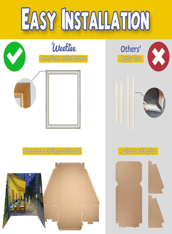 Weetiee Oil Painting Cat Scratching Board with Frame, [Van Gogh Inspiration] Cat Scratch Pad for Indoor Cats, Recycled Cat Scratcher Cardboard with Vintage Art Picture, Night Cafe - Image 4