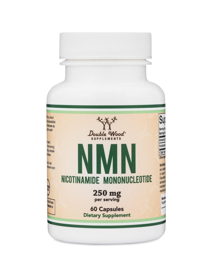 Double Wood Supplements Nicotinamide Mononucleotide (NMN) to Boost NAD+ Levels More Effectively Than Riboside for Anti Ageing 250 mg 60 Capsules - Image 1