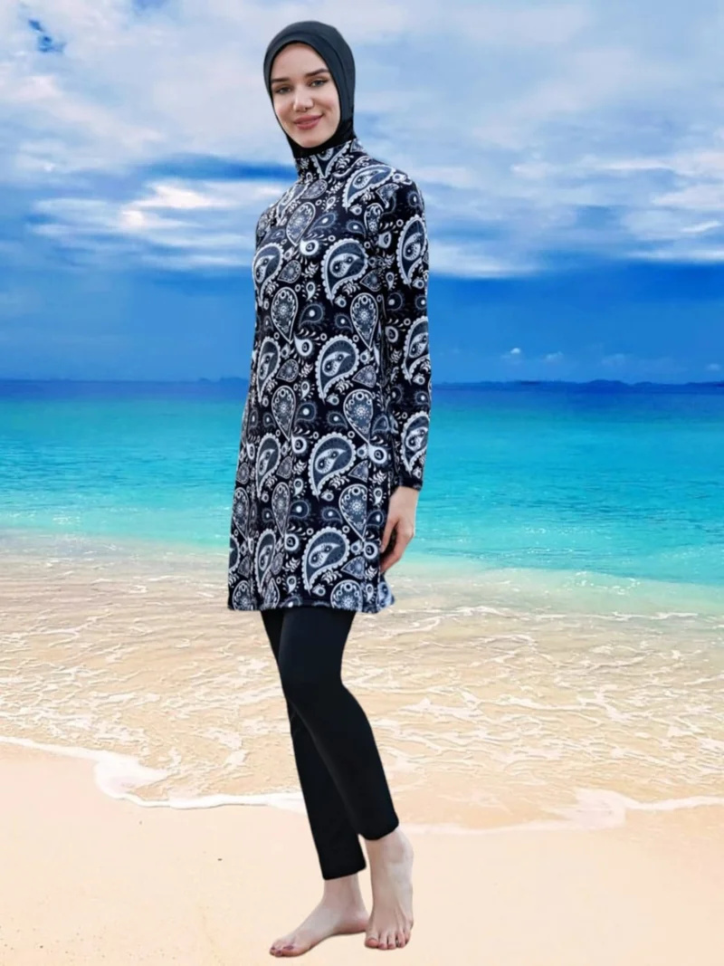 تيزجيلسين Women's Plus Size Long Sleeve Tights Hijab Swimsuit