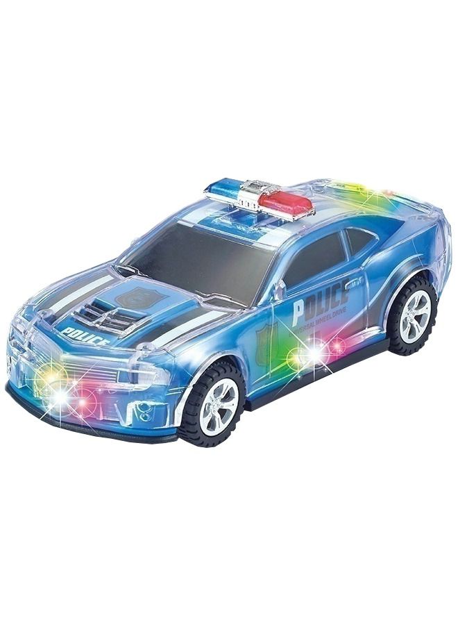 Electric Light Music Police Car Model Toy, Bumblebee Sports Car Police Model Car, Transparent Shell Lighting Music Car Toys, Electric Toy Car for Kids, Blue  - Image 1