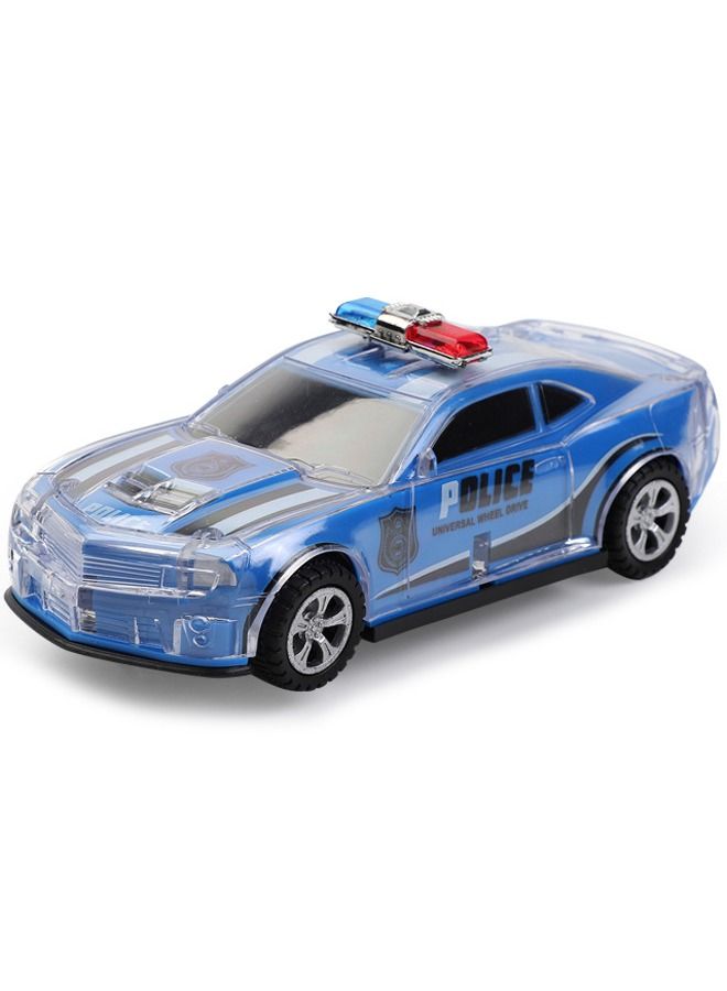 Electric Light Music Police Car Model Toy, Bumblebee Sports Car Police Model Car, Transparent Shell Lighting Music Car Toys, Electric Toy Car for Kids, Blue  - Image 2