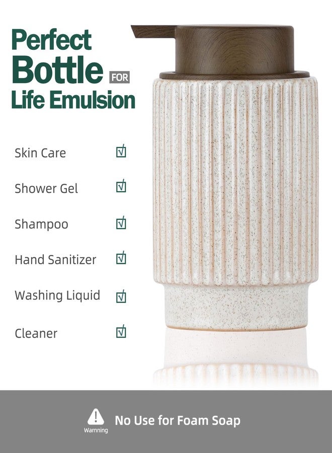 FE FUN ELEMENTS Fun Elements Deluxe Bathroom & Kitchen Hand Soap Dispenser, 10 oz Refillable Ceramic Pump (Wooden Color) - Image 3
