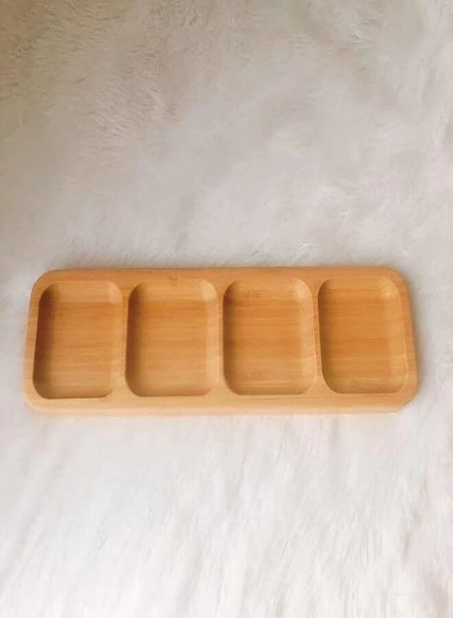 Bamboo Wooden Food Tray with Dividers for Desserts and Snacks, Various Compartments (1pc)