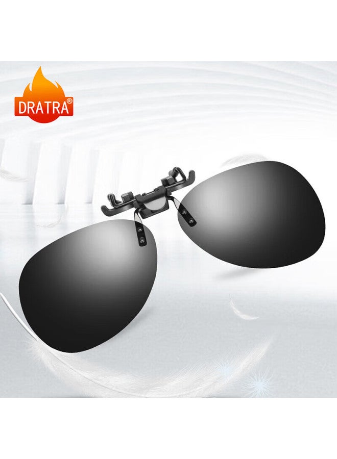 Dratra Polarized Sungl Clip-on For Men And Women, Classic Frog-eye Gl, Myopia Eyewear Clip-on, Driving Sungl, Sun Protection, Anti-glare - Image 1