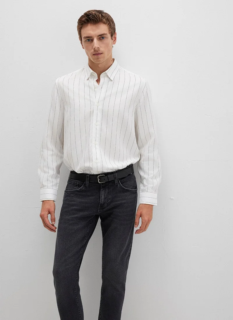 مافي Striped White Shirt