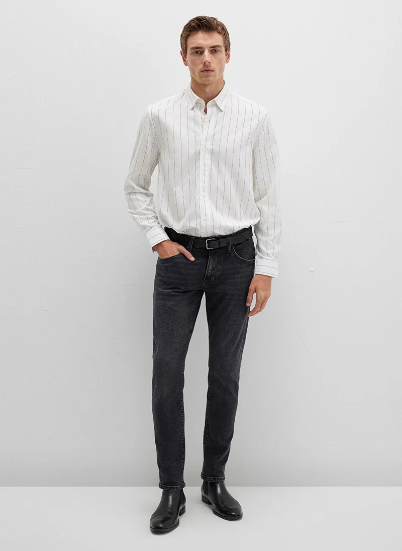 مافي Striped White Shirt