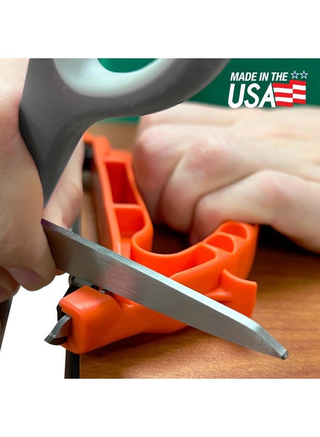 AccuSharp All-in-One Sharpener - All Purpose Sharpener for Knives, Garden Tools, and Scissors - Sharpens Knives in 10 Seconds - Works for Serrated Knives, Cleavers, Axes and Machete Sharpener - Orange - Image 5