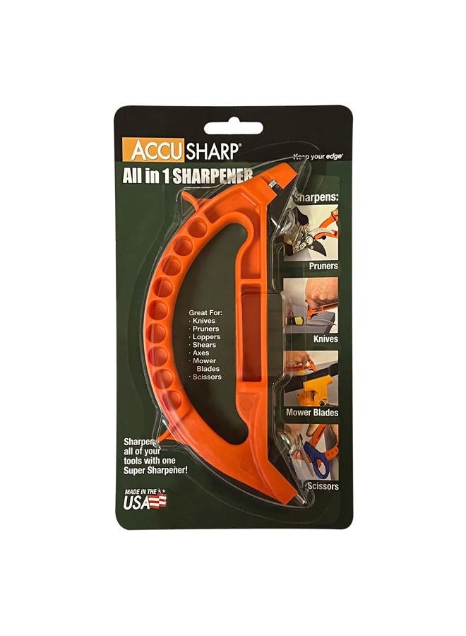 AccuSharp All-in-One Sharpener - All Purpose Sharpener for Knives, Garden Tools, and Scissors - Sharpens Knives in 10 Seconds - Works for Serrated Knives, Cleavers, Axes and Machete Sharpener - Orange - Image 3
