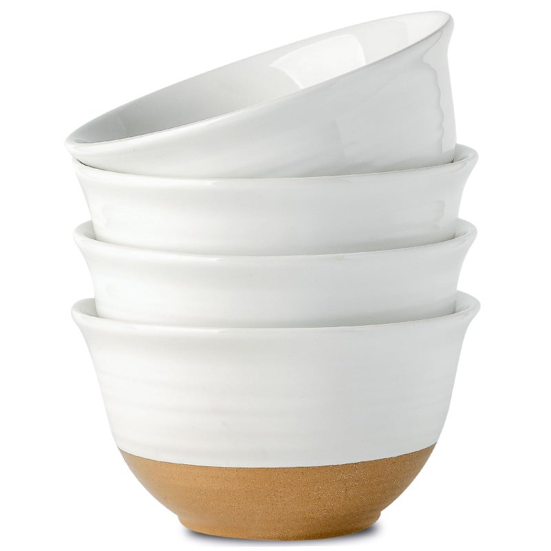 Hasense Soup Bowls, 7 Inch Large Cereal Bowls Set of 4, 40 OZ Ceramic Deep Salad Serving Bowls, Bowls Set for Pasta Pho Ramen Noodle Popcorn, Dishwasher Microwave Safe, White - Image 1