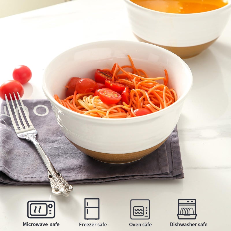 Hasense Soup Bowls, 7 Inch Large Cereal Bowls Set of 4, 40 OZ Ceramic Deep Salad Serving Bowls, Bowls Set for Pasta Pho Ramen Noodle Popcorn, Dishwasher Microwave Safe, White - Image 5