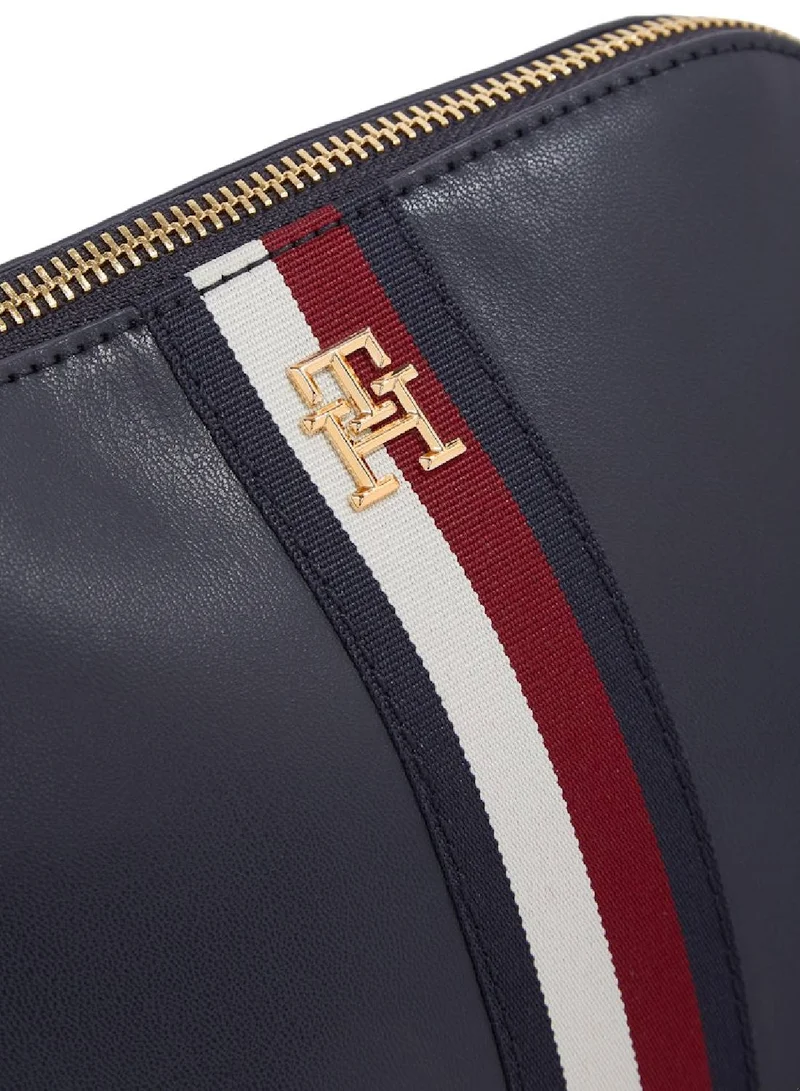 TOMMY HILFIGER Women's Th Monogram Crossover Bag, Blue - faux leather