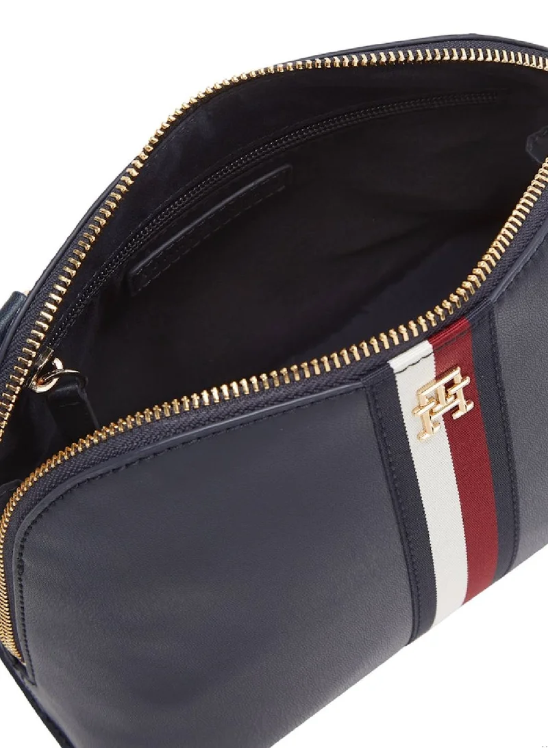 TOMMY HILFIGER Women's Th Monogram Crossover Bag, Blue - faux leather