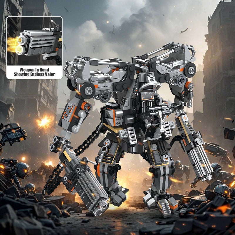 HIGH GODO Black Empire Mech Building Blocks Set for Adults, Motorized Robot Building Toy with Multiple Weapons, Combat Armor Style Warrior Collectible Gifts for Fans Man Teens Ages 14+ (684 Pieces) - Image 5