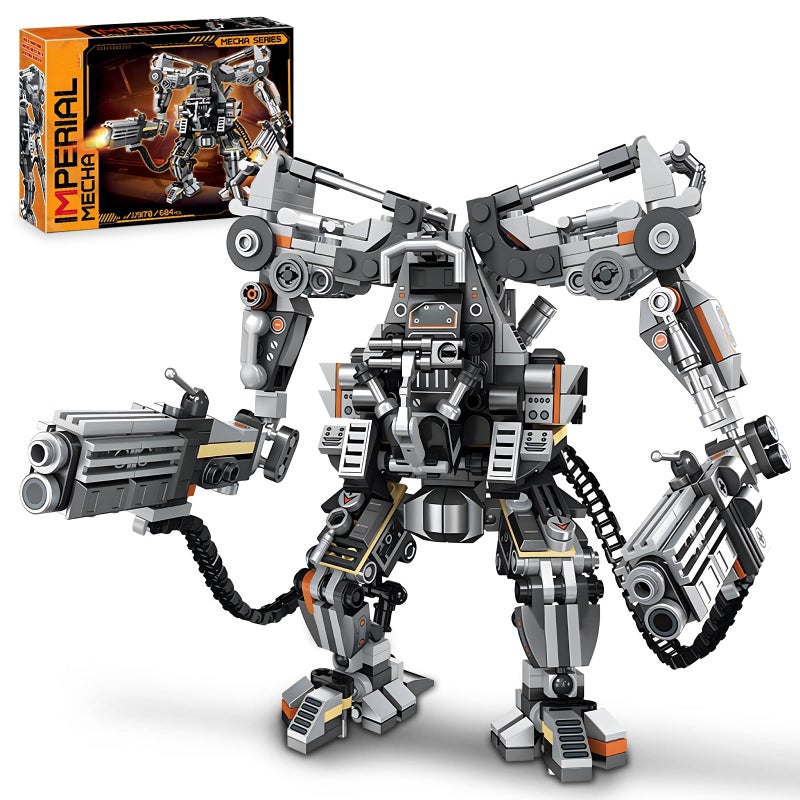 HIGH GODO Black Empire Mech Building Blocks Set for Adults, Motorized Robot Building Toy with Multiple Weapons, Combat Armor Style Warrior Collectible Gifts for Fans Man Teens Ages 14+ (684 Pieces) - Image 1