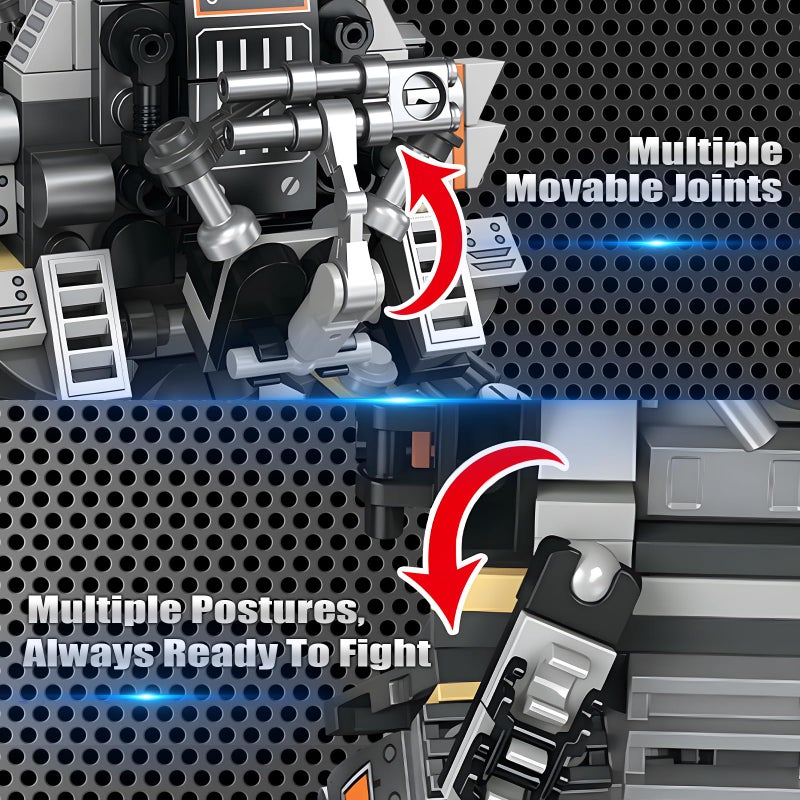 HIGH GODO Black Empire Mech Building Blocks Set for Adults, Motorized Robot Building Toy with Multiple Weapons, Combat Armor Style Warrior Collectible Gifts for Fans Man Teens Ages 14+ (684 Pieces) - Image 4
