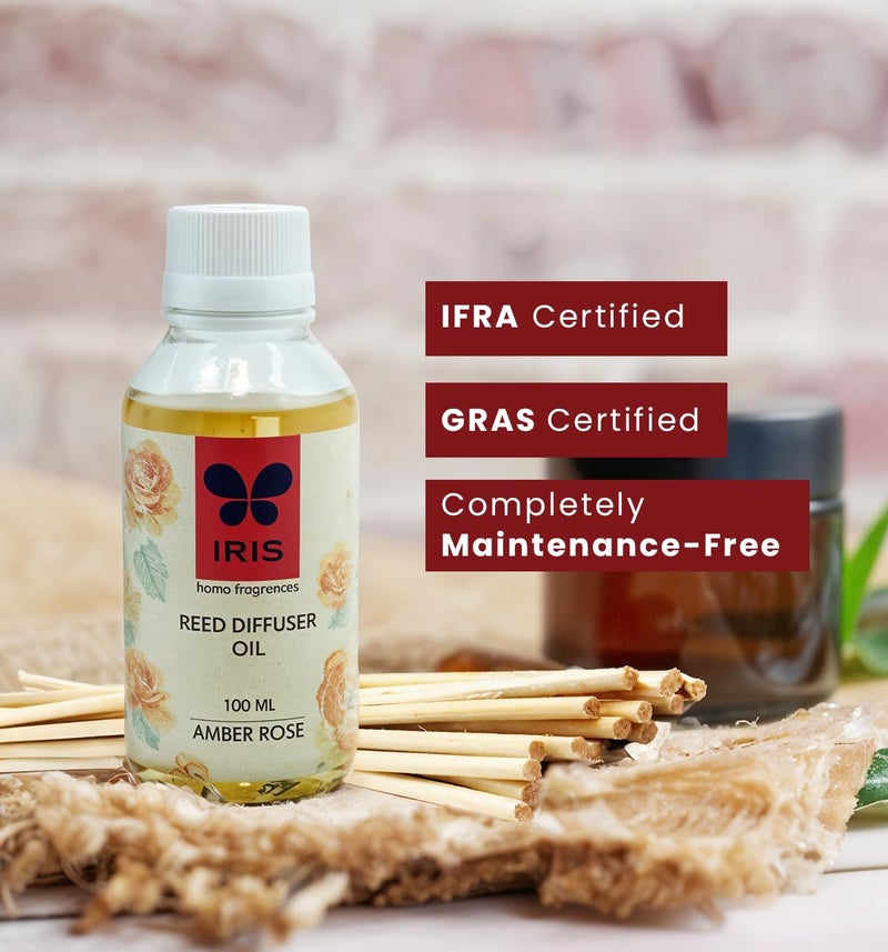 IRIS, Home Fragrance, IRIS Amber Rose Reed Diffuser Refill, Lavender Scent, Toxin-Free, Fine-Living Fragrance, Aromachology, Mood Enhancer, Made in India - 1 Unit of 100ml Fragrance Diffuser Oil. - Image 5