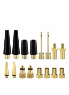 Bicycle Valve Adaptor, 16 Pcs Brass Bike Pump Adapters, Ball Pump Needle, Air Nozzle Pump Adapter Kit, Toys Nozzle Inflator Adapter, Air Pump Accessories for Standard Pump