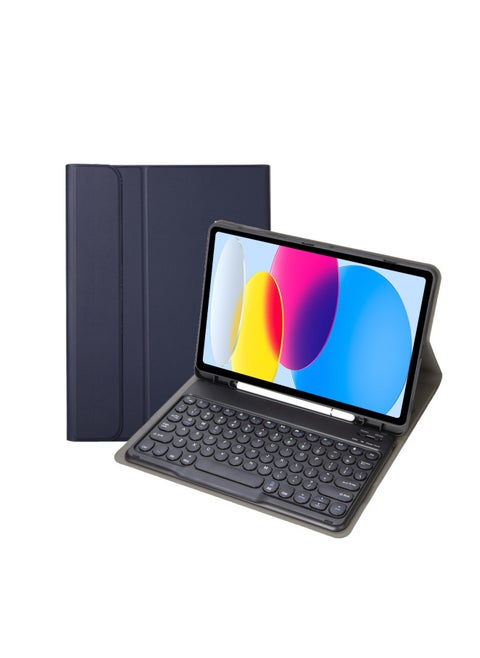 Protective Case Wireless Keyboard For Ipad 10th Gen 10.9.7 Tablet Compatible Ipad Pro 11 Magnetic Suction Smart Control For 9-Color:Dark Blue Leather Case + Round Key Cap Keyboard-Applicable Model:ipad 10 Generation 10.9 2022 Edition