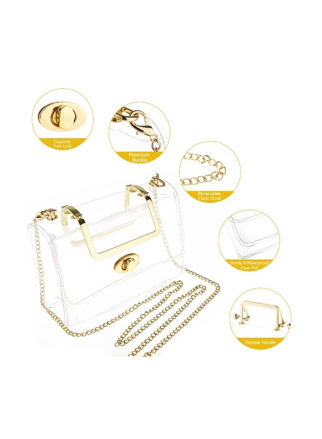 Excefore Clear Purse for Women with Removable Gold Chain Strap, Sports Transparent Purse for Concert Sports Events - Image 4