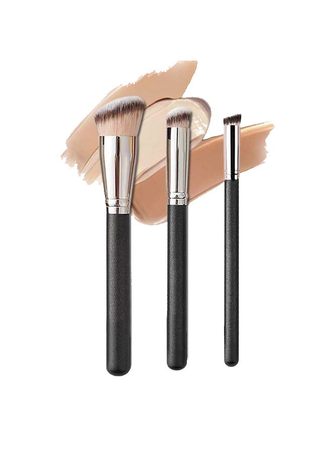 3 PCS Foundation Concealer Brushes Under Eye Mini Angled Brush Nose Contour Brush Small Makeup Foundation Brushes,Seamless Cover Synthetic Dark Circle Liquid Cream Cosmetics Contour Brush Beauty Tool - Image 1
