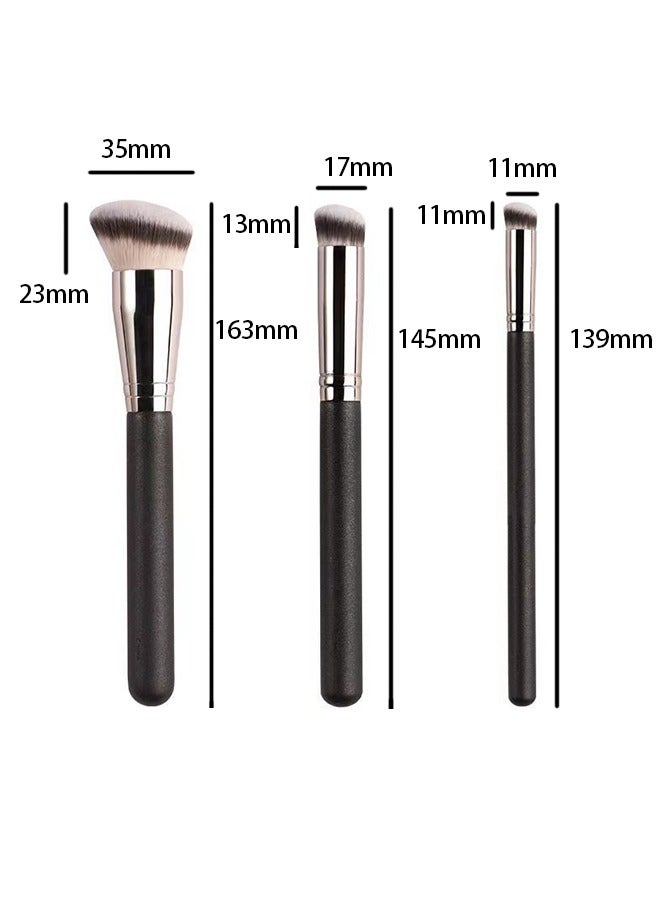 3 PCS Foundation Concealer Brushes Under Eye Mini Angled Brush Nose Contour Brush Small Makeup Foundation Brushes,Seamless Cover Synthetic Dark Circle Liquid Cream Cosmetics Contour Brush Beauty Tool - Image 4