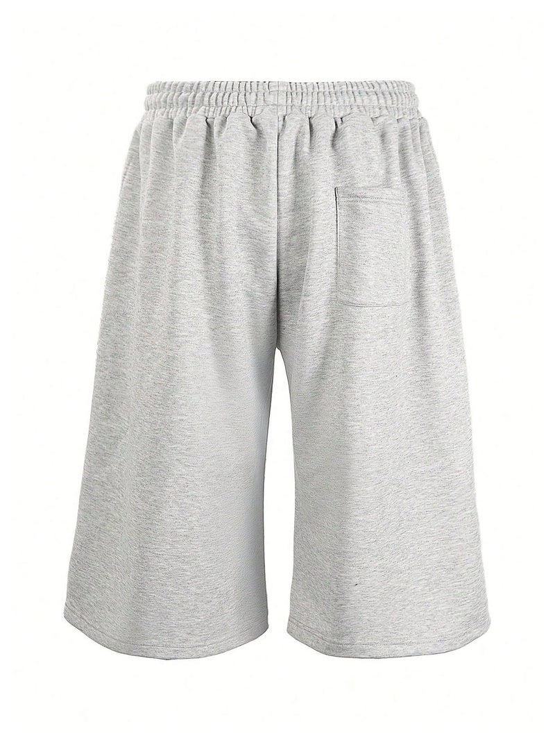 Verdusa Men's Wide Leg Baggy Athletic Shorts Workout Basketball Bermuda Shorts with Pockets Light Grey Large - Image 2