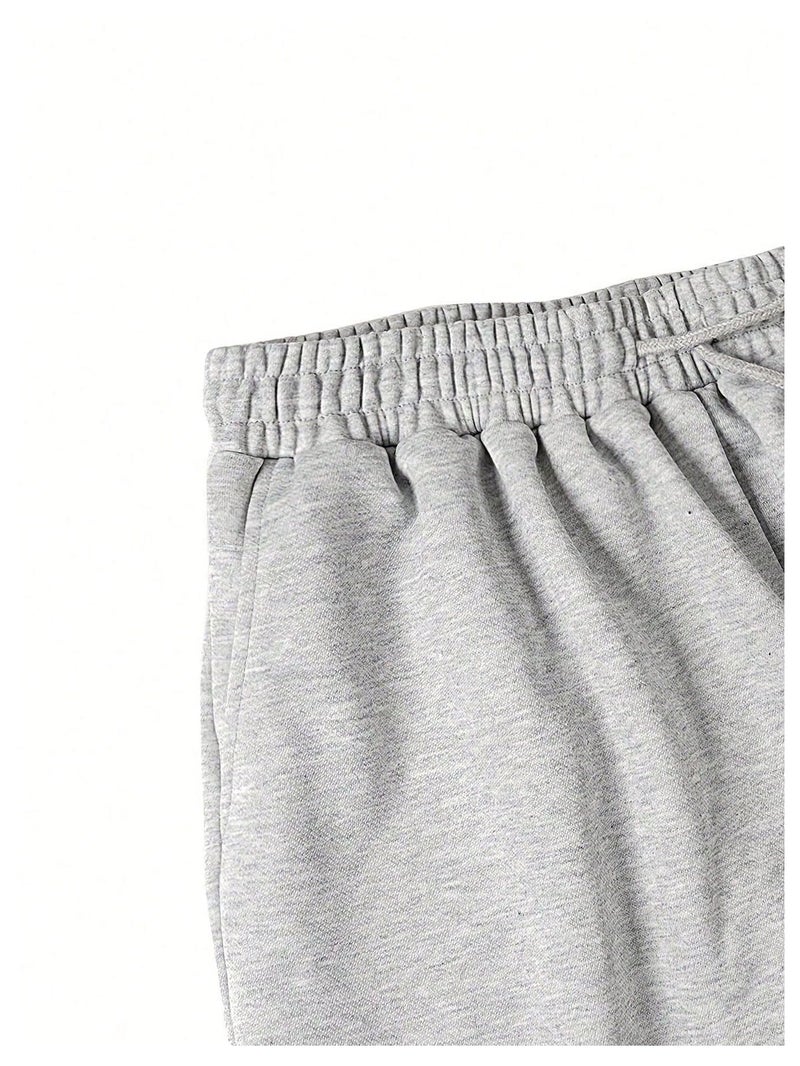 Verdusa Men's Wide Leg Baggy Athletic Shorts Workout Basketball Bermuda Shorts with Pockets Light Grey Large - Image 4