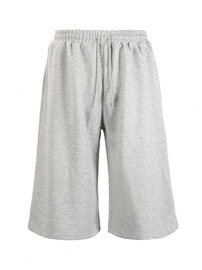 Verdusa Men's Wide Leg Baggy Athletic Shorts Workout Basketball Bermuda Shorts with Pockets Light Grey Large - Image 3