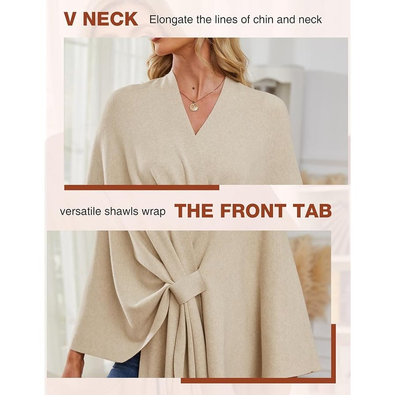 Puli Women Elegant Shawl Wrap Open Front Poncho Sweater Spring Fall Winter - Image 5