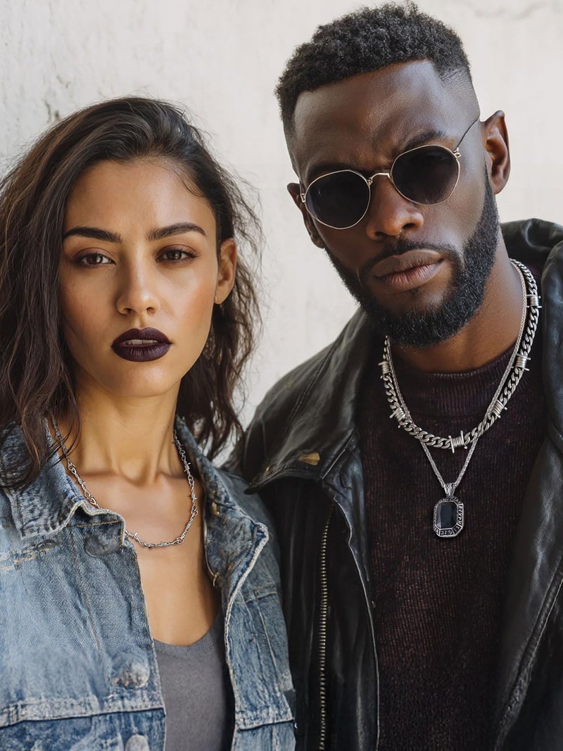 ChainsHouse Stainless Steel Barbed Wire Choker Necklace Thick Heavy Thorns Chain Necklace 5mm Unisex Hip-hop Punk Gothic Cuban Chain Necklace Chokers for Men Women 16 inch - Image 5