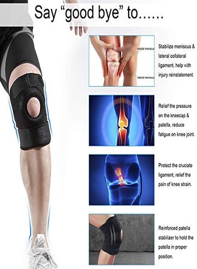 GymWar Knee Support, Open-Patella Brace for Arthritis, Joint Pain Relief, Injury Recovery with Adjustable Strapping & with Breathable Neoprene Material (Free Size) Pair - Image 4