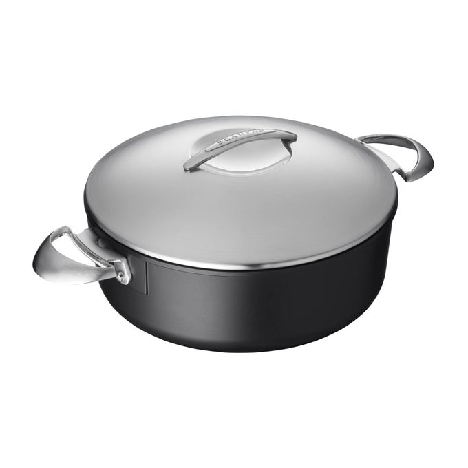 PROFESSIONAL 45 QT LOW SAUCE POT WITH LID EASYTOUSE NONSTICK COOKWARE DISHWASHER METAL UTENSIL OVEN SAFE MADE IN DENMARK