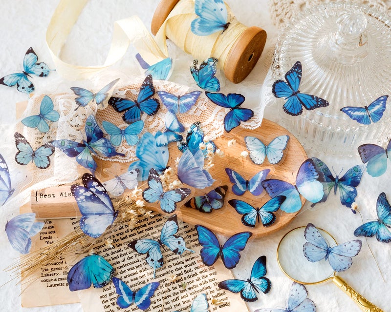 Knaid Butterfly Stickers Set (320 Pieces) Transparent Colorful Butterflies Resin Stickers Decals for Nature Scrapbook Supplies Junk Journal Bullet Journals Planners Laptops Paper Crafts - Image 3