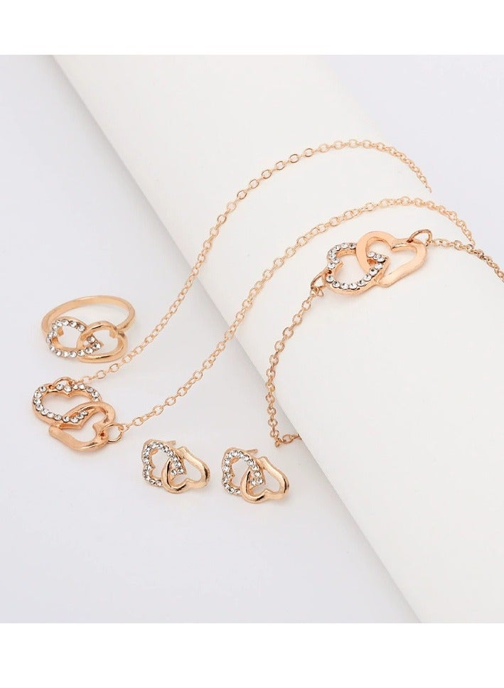 [2025 New Design]Ladies Watch Fashionable Women Quartz Diamond Wristwatch Classic Simple Watches Business Decoration Bangle Bracelet Necklace Ring Earring Girl Gift Set  - Image 3