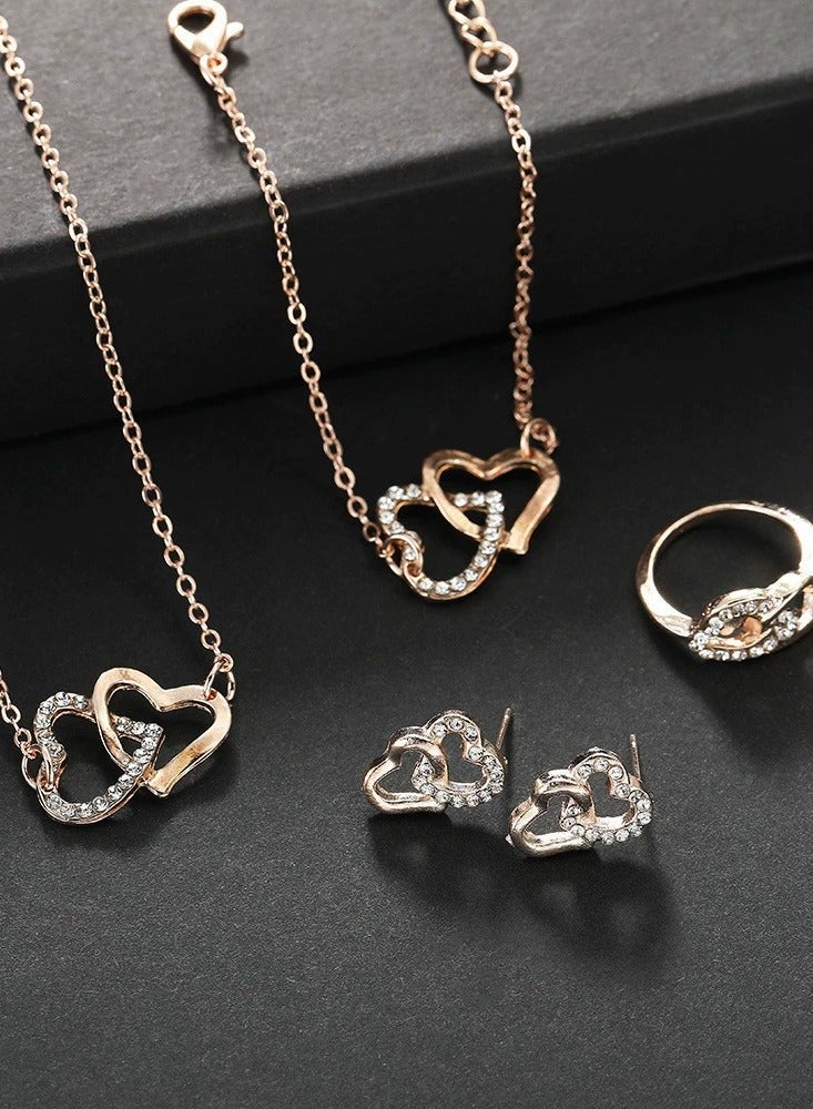 [2025 New Design]Ladies Watch Fashionable Women Quartz Diamond Wristwatch Classic Simple Watches Business Decoration Bangle Bracelet Necklace Ring Earring Girl Gift Set  - Image 4
