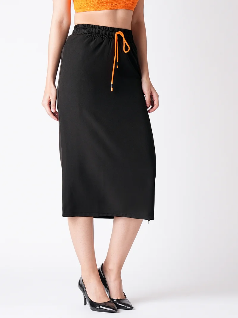 globus Women Black Straight Midi Skirt