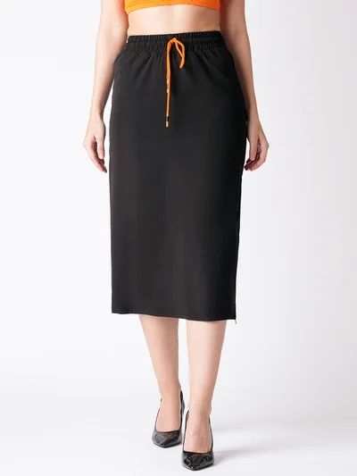 globus Women Black Straight Midi Skirt