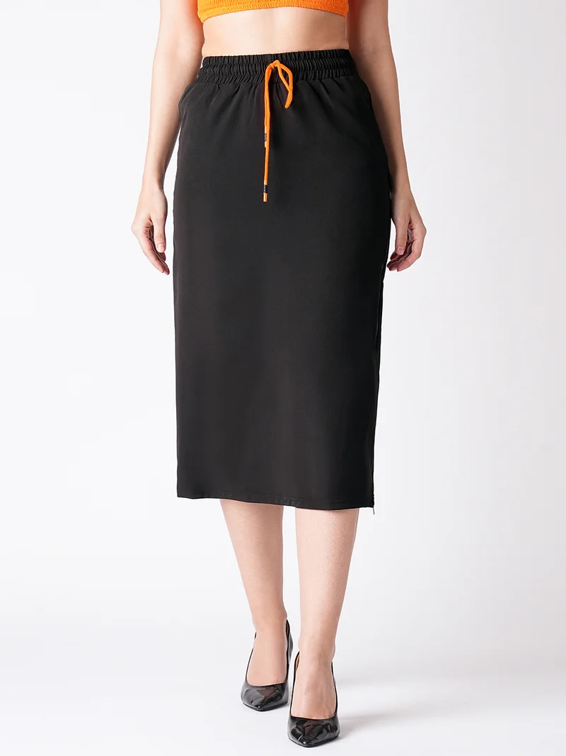 globus Women Black Straight Midi Skirt