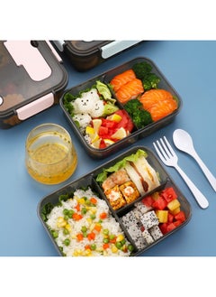 Generic Plastic Lunch Box Sealed Refrigerator Fresh-keeping Box Student Office Worker Lunch Lunch Box Fast Food Box Microwave Oven Available-Specifications:1100ml (2 Squares) Plastic Fork Spoon/242g)-Color:Blue  - Image 3