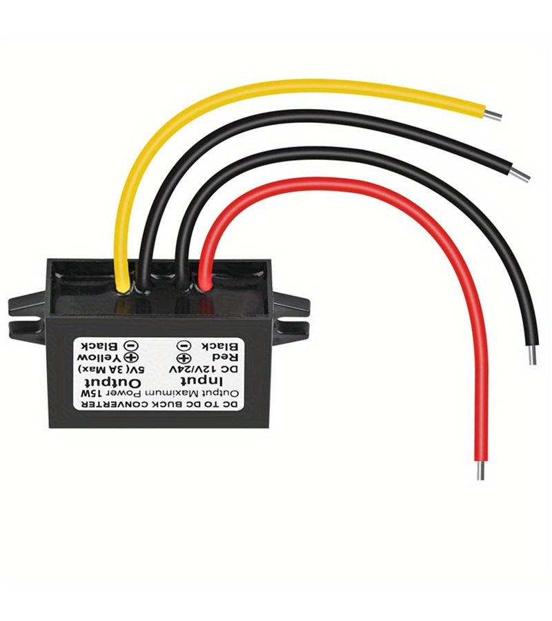 محول خفض الجهد DC DC من 12V 24V إلى 5V 3A 15W وحدات محول طاقة بمنفذ USB واحد مع حماية من الجهد الزائد وقصر الدائرة الكهربائية، مناسب لتغذية Raspberry Pi وشحن الهواتف وكاميرات dash cam في السيارة وأجهزة Arduino ونظام تحديد المواقع GPS. - Image 2