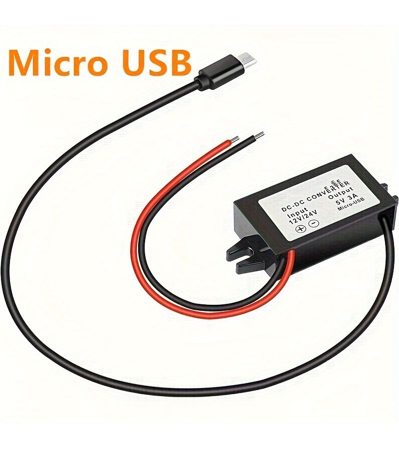 محول خفض الجهد DC DC من 12V 24V إلى 5V 3A 15W وحدات محول طاقة بمنفذ USB واحد مع حماية من الجهد الزائد وقصر الدائرة الكهربائية، مناسب لتغذية Raspberry Pi وشحن الهواتف وكاميرات dash cam في السيارة وأجهزة Arduino ونظام تحديد المواقع GPS. - Image 3