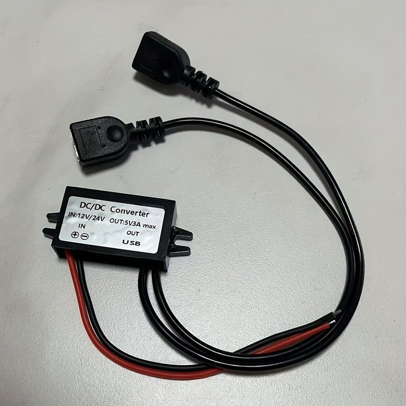 محول خفض الجهد DC DC من 12V 24V إلى 5V 3A 15W وحدات محول طاقة بمنفذ USB واحد مع حماية من الجهد الزائد وقصر الدائرة الكهربائية، مناسب لتغذية Raspberry Pi وشحن الهواتف وكاميرات dash cam في السيارة وأجهزة Arduino ونظام تحديد المواقع GPS. - Image 1