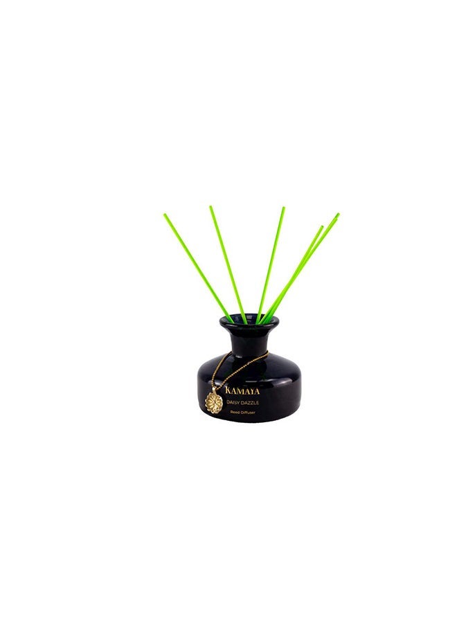 KAMAYA 150 ml Reed diffuser in black jar, with a handmade metal decorative pendant | Long lasting fragrance, Floral daisy fragrance with two sets of reeds | in bright decorative gift box for occasions - Image 3
