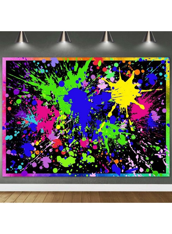 Avezano Glow Neon Party Backdrop Glow In The Dark Background Colorful Graffiti Splash Paint Slime Backdrops Black Light Party Banner For Kids Birthday Decorations (7X5Ft) - Image 1
