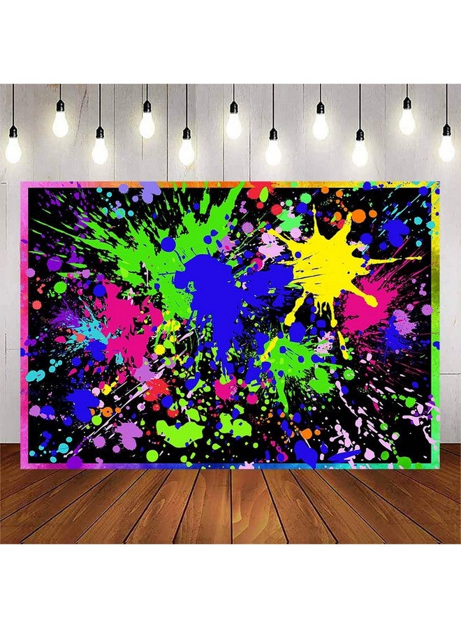 Avezano Glow Neon Party Backdrop Glow In The Dark Background Colorful Graffiti Splash Paint Slime Backdrops Black Light Party Banner For Kids Birthday Decorations (7X5Ft) - Image 2