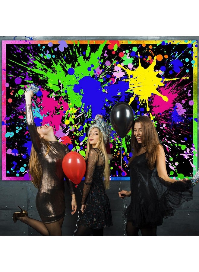 Avezano Glow Neon Party Backdrop Glow In The Dark Background Colorful Graffiti Splash Paint Slime Backdrops Black Light Party Banner For Kids Birthday Decorations (7X5Ft) - Image 3